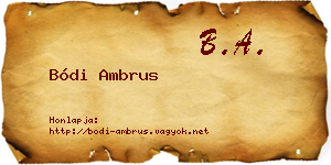 Bódi Ambrus névjegykártya